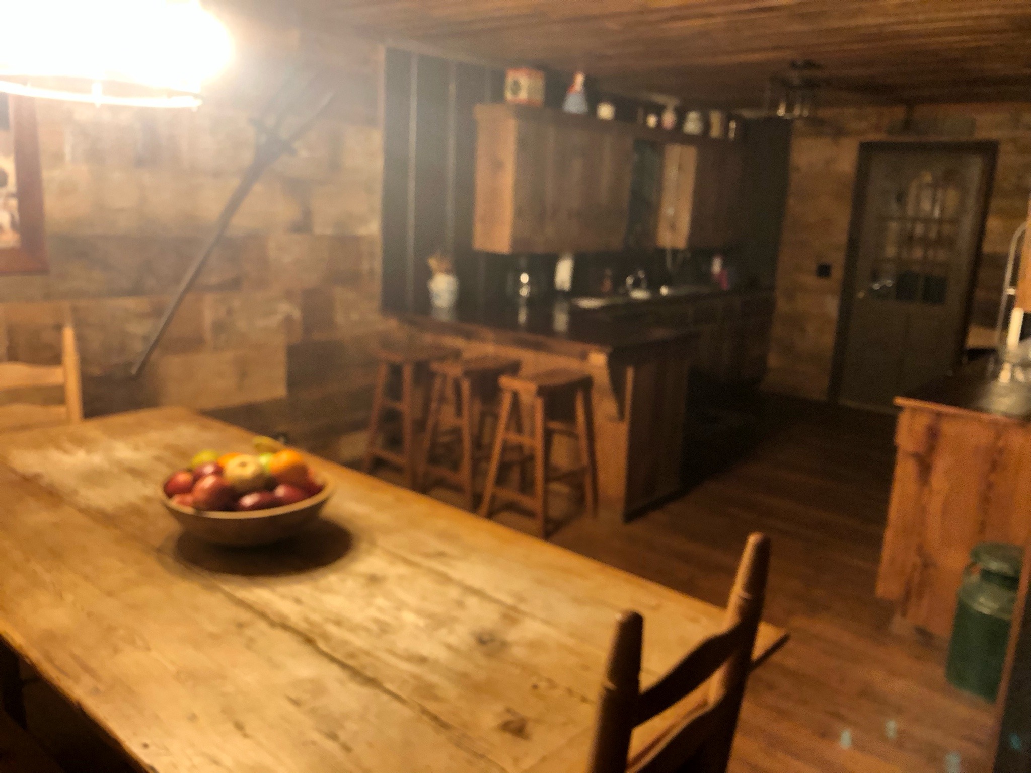 cabin kitchen and dining room